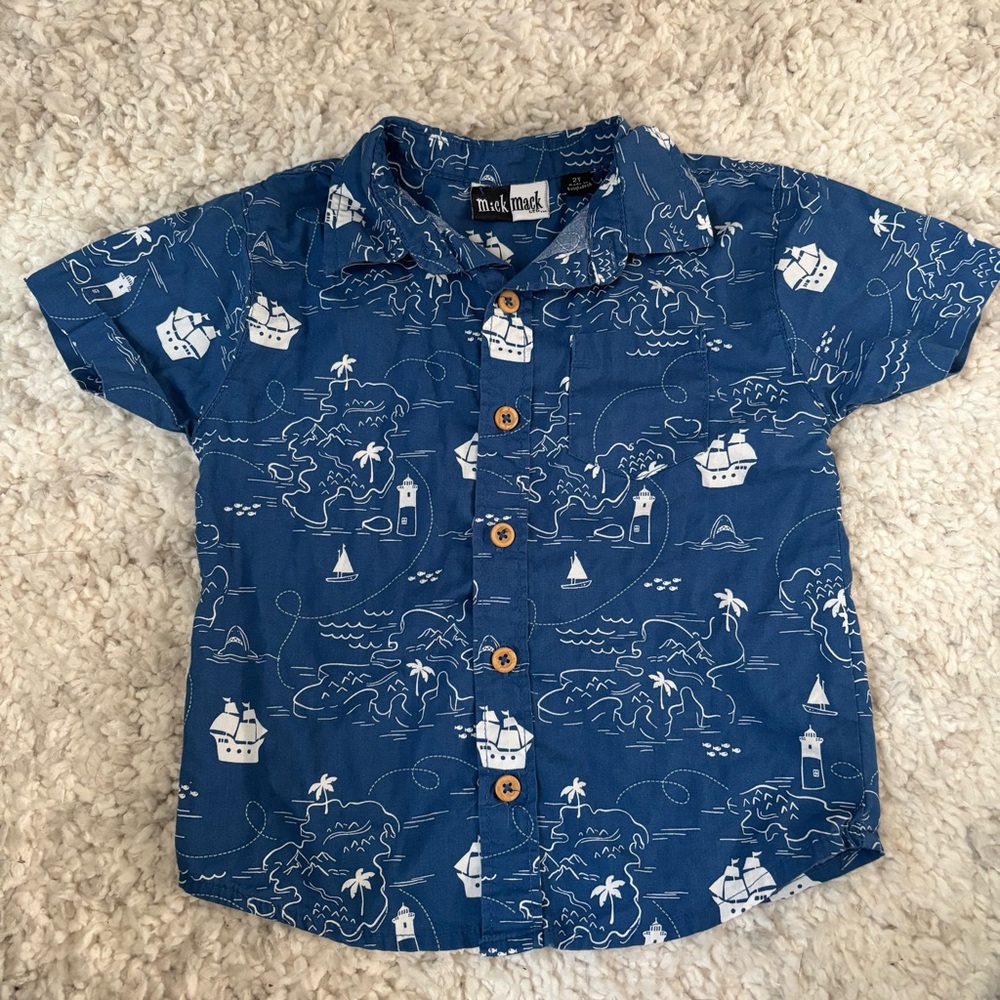 Mack & Madi Blue Nautical Kids Button Down Shirt